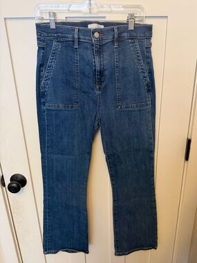 LOFT Patch Pocket High Rise Kick Crop Jeans medium Wash size 10 30 stretch